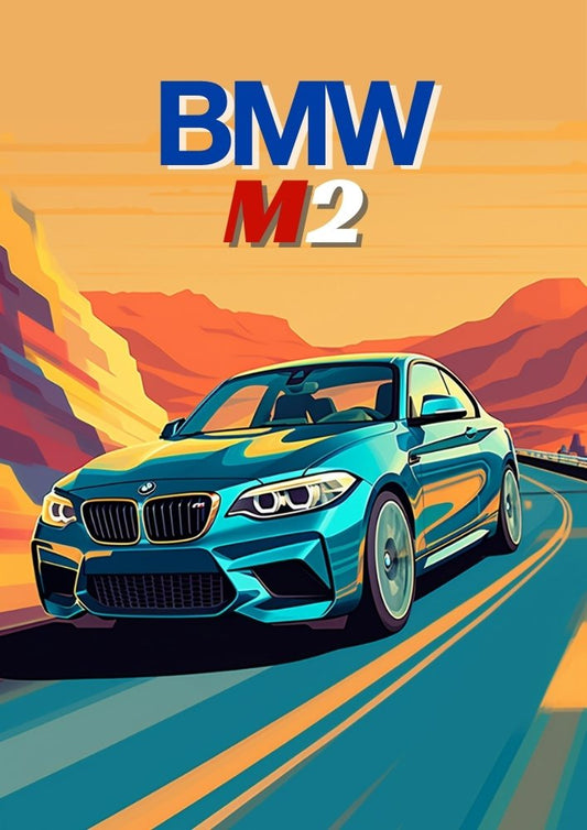 Affiche BMW M2 – Décoration murale de voiture de sport allemande moderne des années 2010