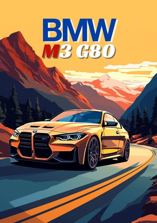 Impression BMW M3 G80 – Décoration murale moderne de voiture de sport allemande
