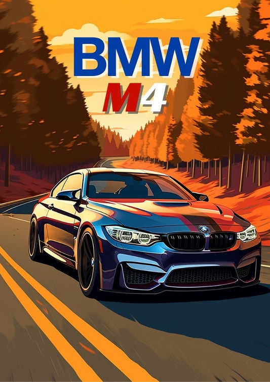 Impression BMW M4 – Décoration murale de voiture de sport allemande moderne des années 2010