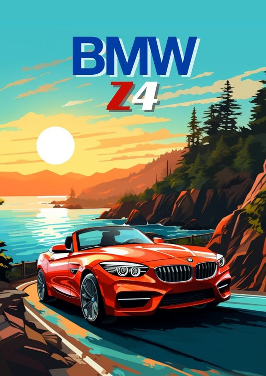 Impression BMW Z4 – Décoration murale moderne de voiture de sport allemande