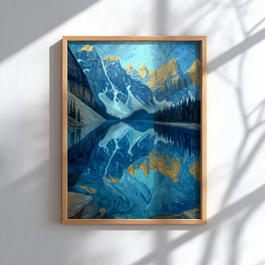 Balance - Symmetrical Mountain Reflection and Still Lake Wall Art