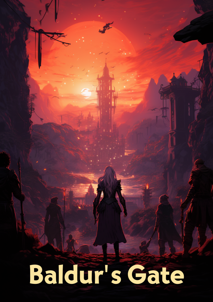 Affiche Baldur's Gate – Décoration murale de RPG fantastique pour les fans de D&D