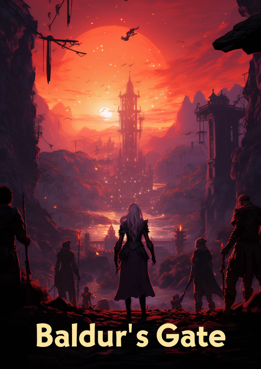 Affiche Baldur's Gate – Décoration murale de RPG fantastique pour les fans de D&D
