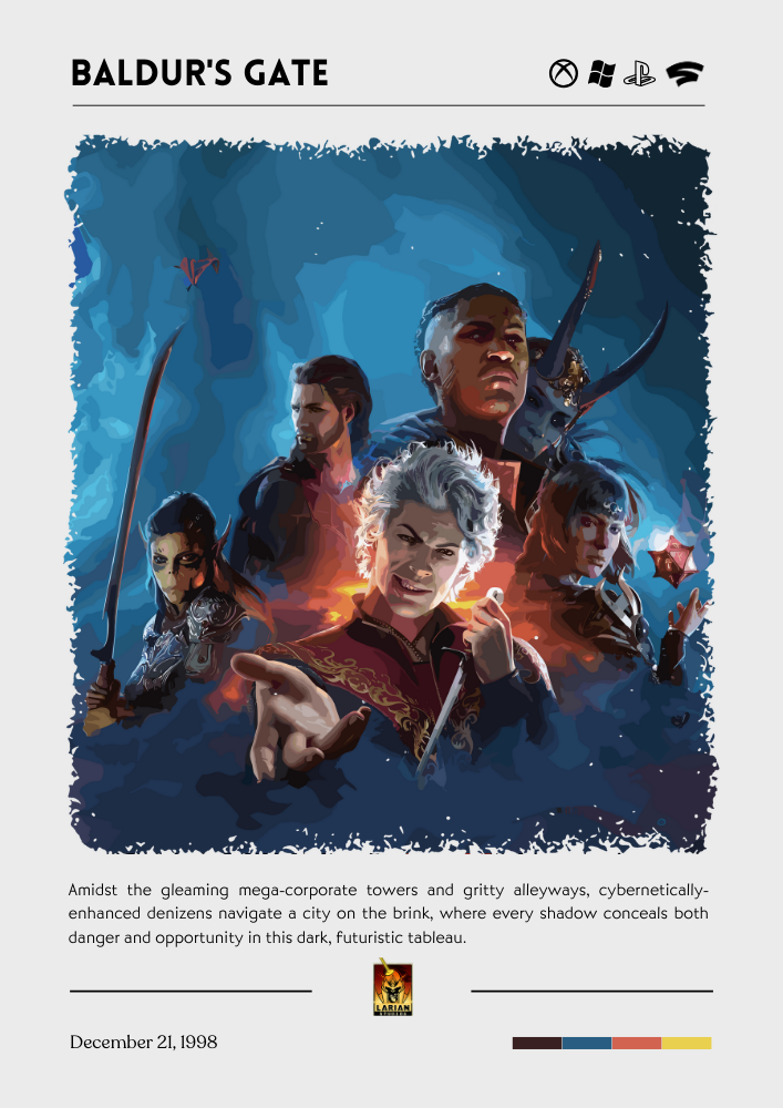 Baldur’s Gate 3 Poster – Fantasy RPG Wall Art for D&D and Gaming Fans