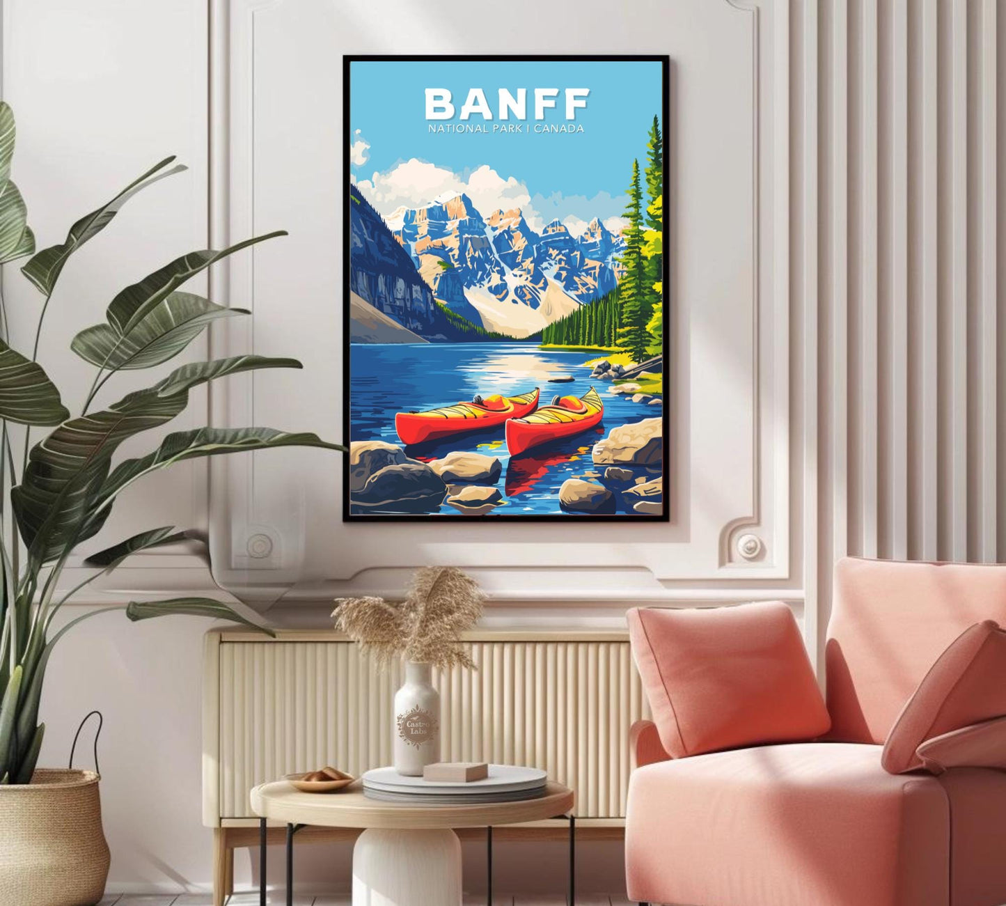 Banff Travel Poster,  Mt. Rundle and Mt. Cascade Poster, Rocky Mountains, Banff National Park