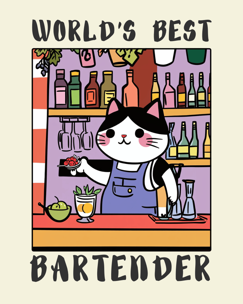 World's Best Bartender Print - Novelty Gift for Bartenders