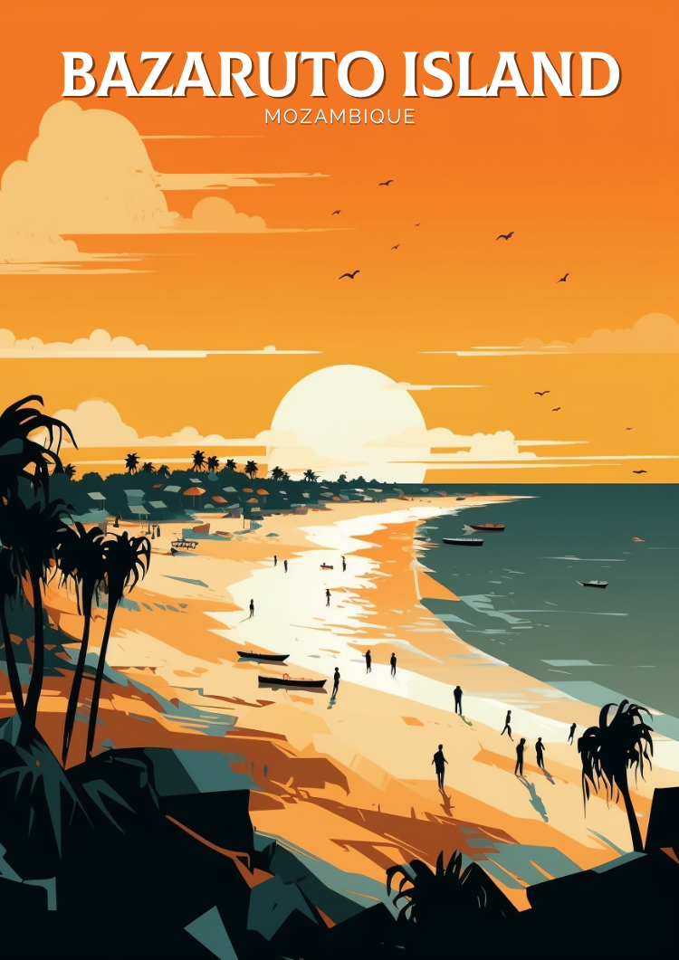 Bazaruto Travel Print - Retro Mozambique Art
