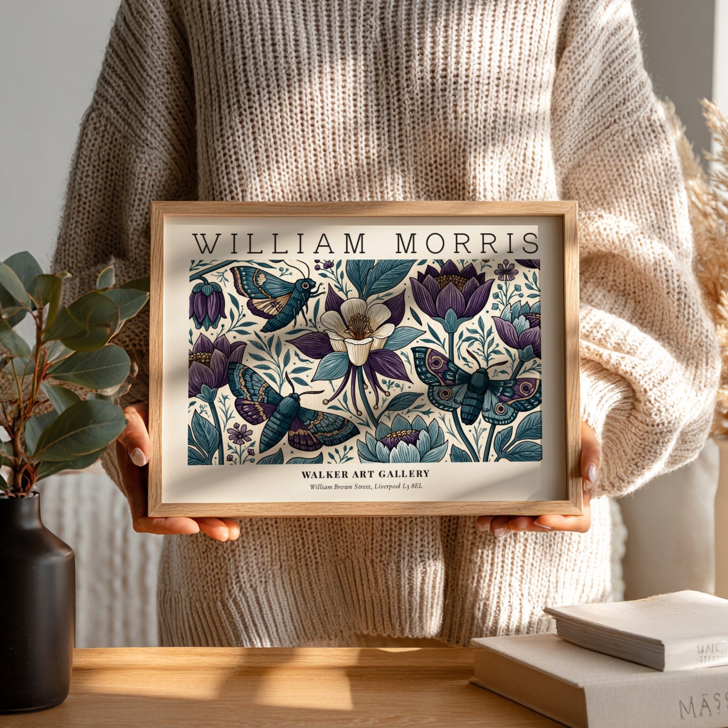 Beauty of Life wall art print featuring floral patterns and butterflies in blue and purple tones