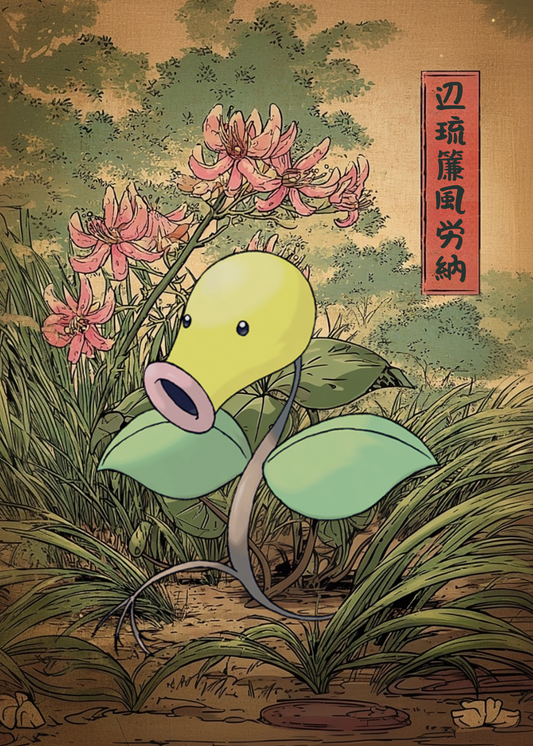 Illustration of Bellsprout Pokemon in a natural setting