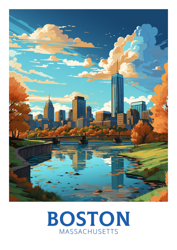 Boston Travel Poster - Massachusetts Artwork