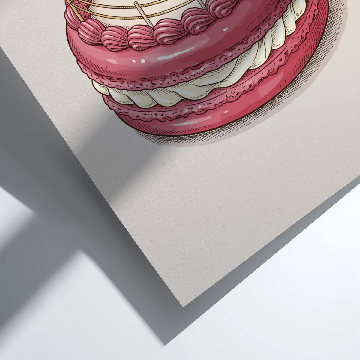 Poster featuring two boxers sparring inside a ring on top of a macaron