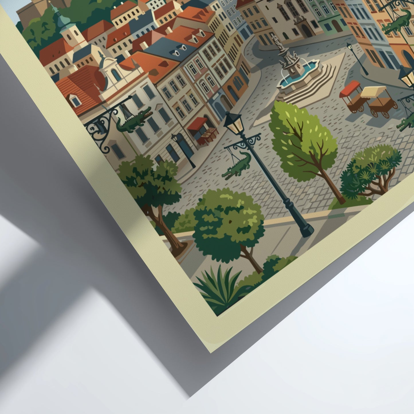 Stylized travel poster of Brno, Czech Republic, showcasing historic architecture and city landmarks.