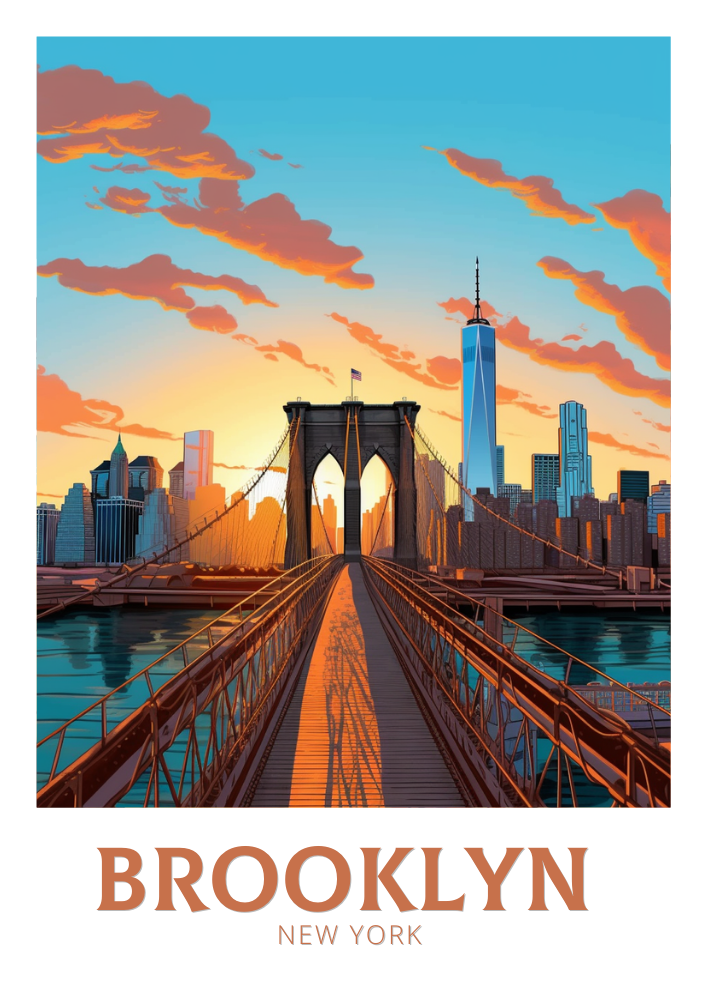 Brooklyn Bridge Travel Poster - New York Artwork