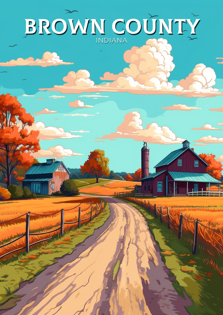 Brown County Travel Poster - Indiana Artwork