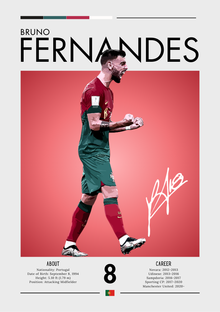Bruno Fernandes Poster – Portugal Playmaker Print