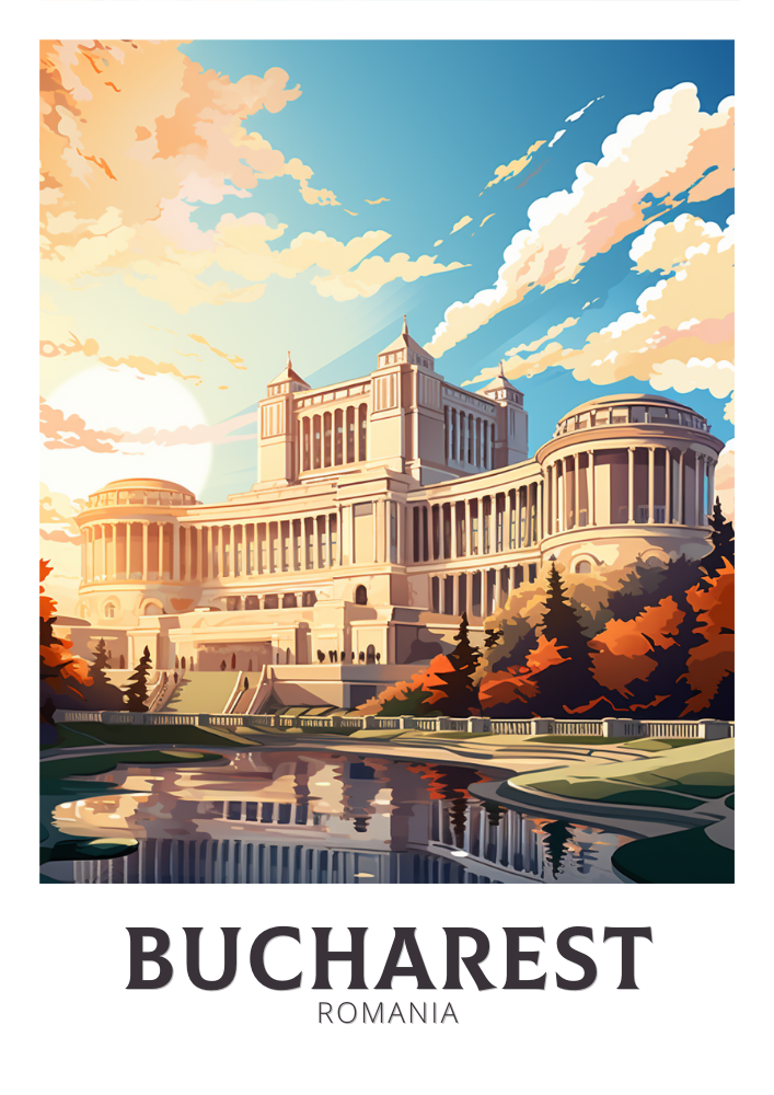 Bucharest Travel Print - Romania Artwork