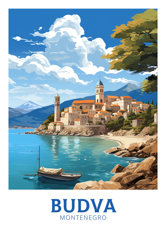 Budva Travel Print - Montenegro Artwork