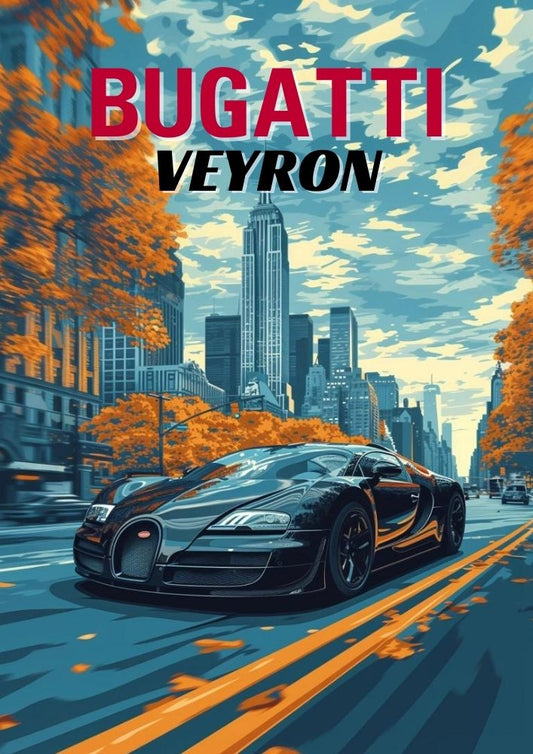 Impression Bugatti Veyron des années 2000 – Décoration murale moderne représentant une supercar