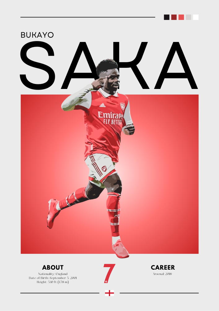 Bukayo Saka Poster - Arsenal Star Football Print