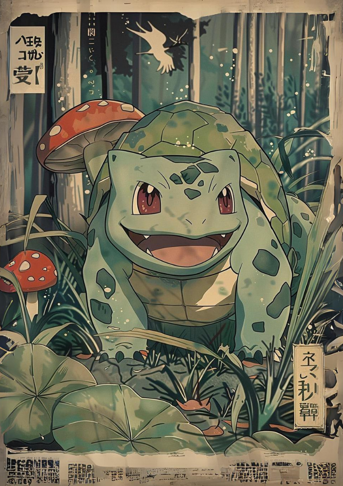 Bulbizarre Pokémon - Affiche d'anime japonais