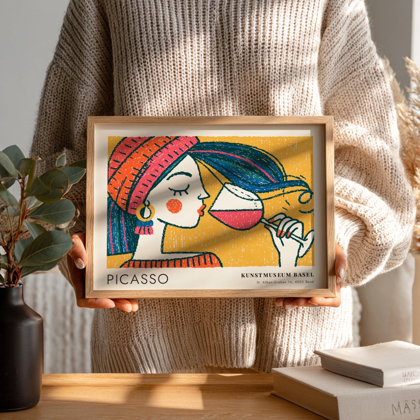 Bull and Matador poster featuring vibrant colors and Picasso style, perfect wall art for home decor