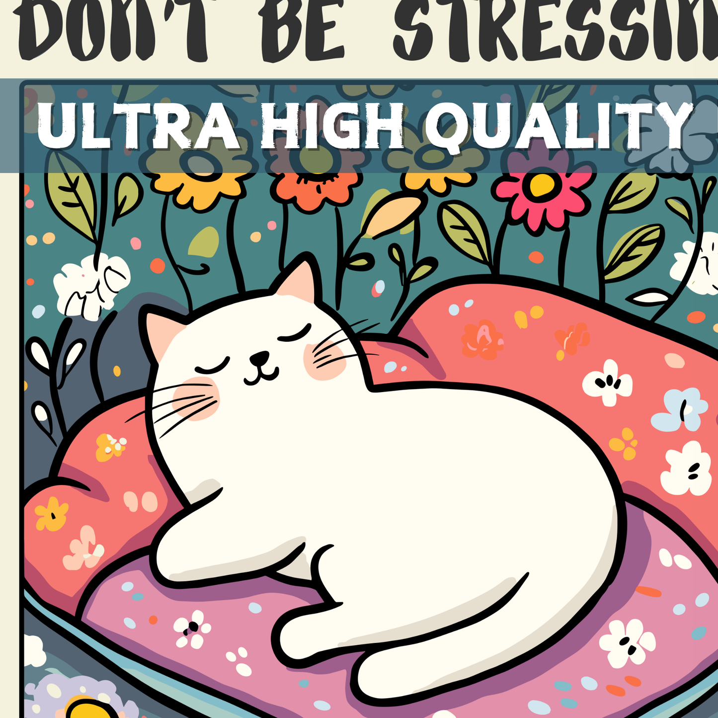 Don't Be Stressing, Life’s a Blessing – Funny Cat Poster