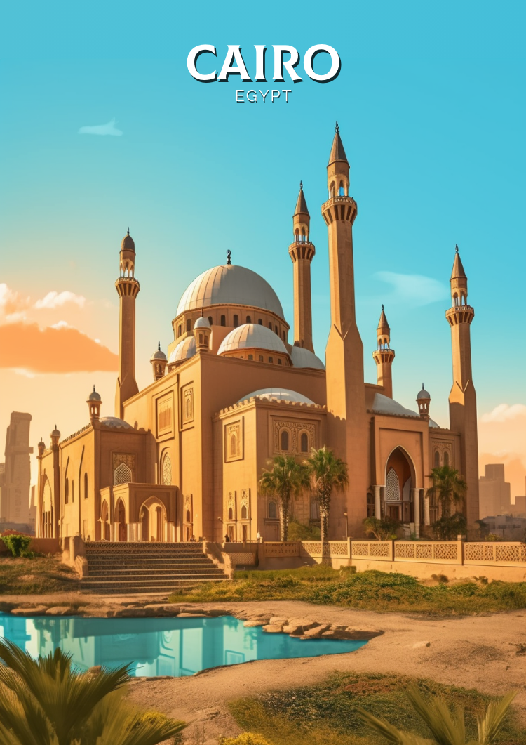 Cairo Travel Poster - Retro Egypt Art