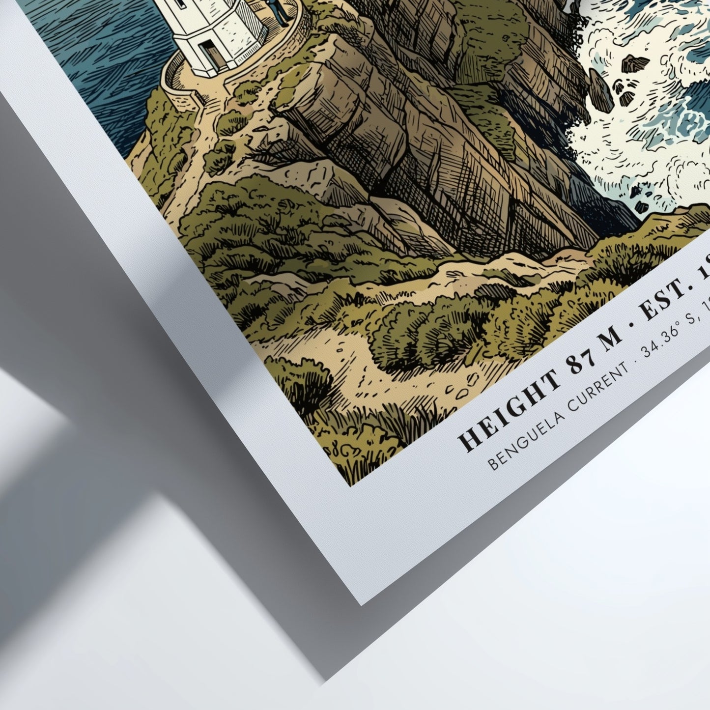 Poster of the Cape Point lighthouse on rugged cliffs overlooking the South African ocean