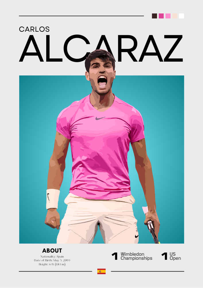 Carlos Alcaraz Poster – Spain’s World No.1 Tennis Sensation Print