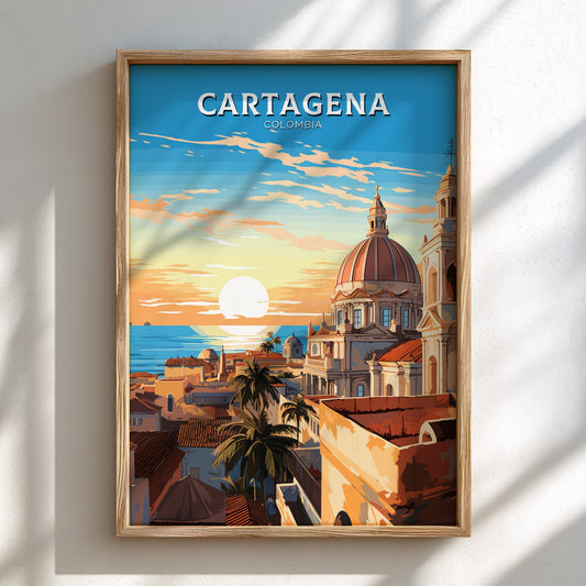 Cartagena Colombia Light Wooden Poster