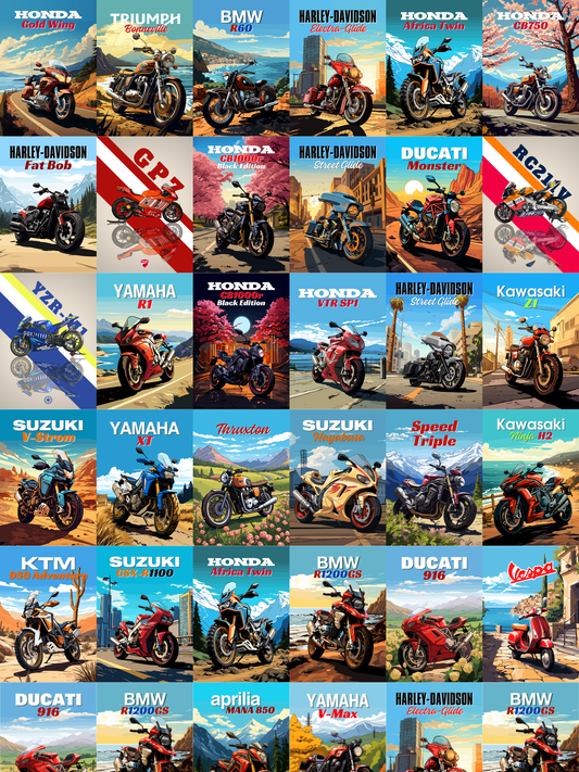 Collage of various motorcycle models