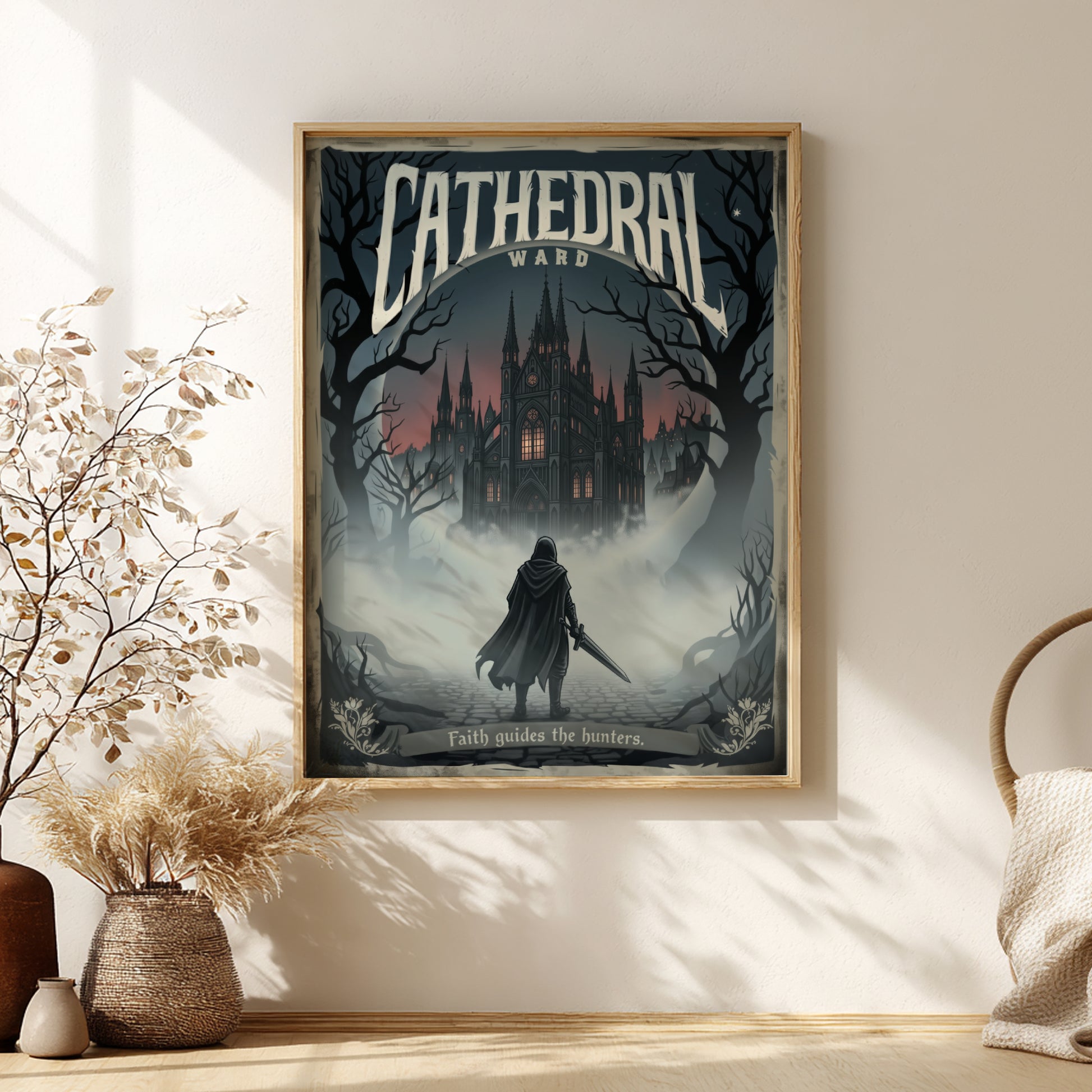 Framed poster of Cathedral Ward from Bloodborne