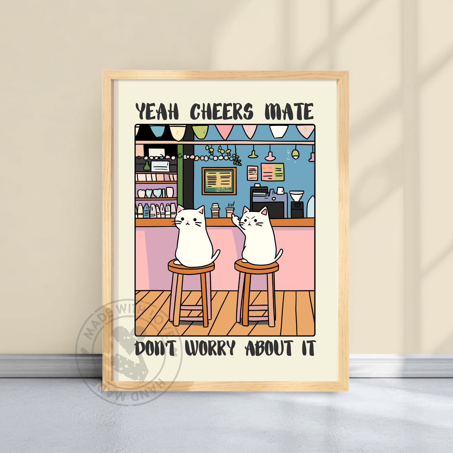 Funny Cat Bar Poster – Vintage-Style Drinking Art, Quirky Cat Illustration, Pub Poster