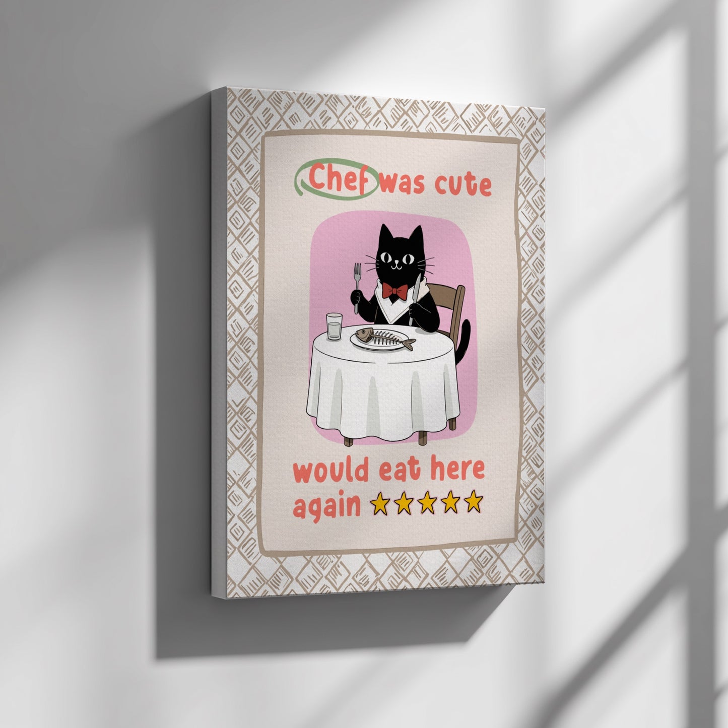 Chef Was Cute Poster - Adorable Black Cat Chef Wall Art Print