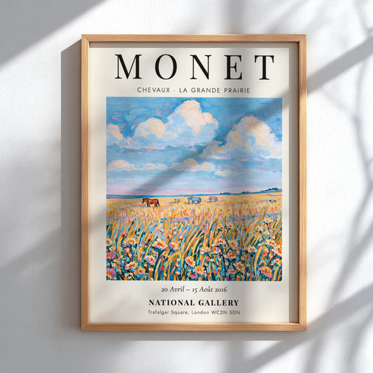 Monet inspired poster featuring wildflowers in vibrant colors and soft brush strokes