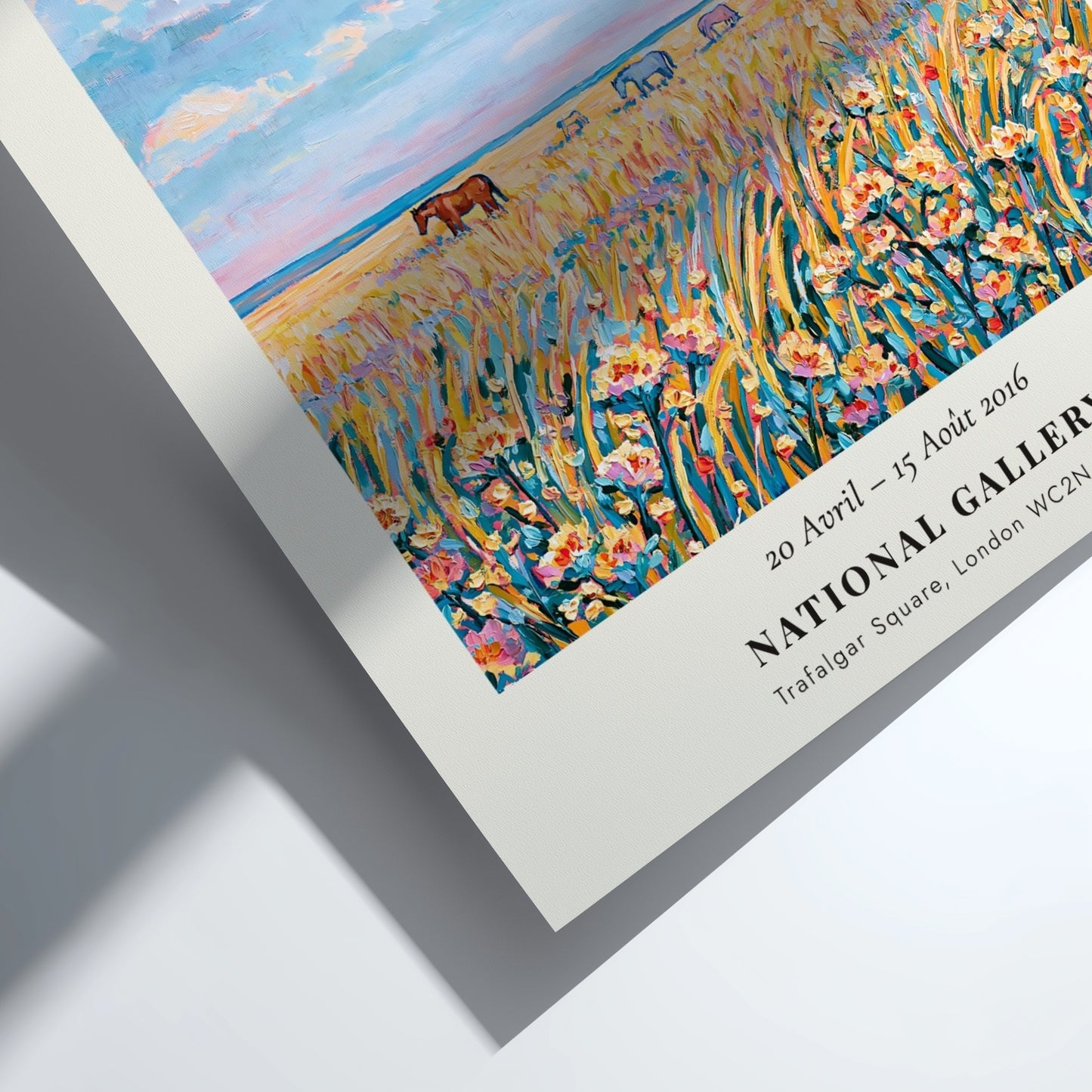 Monet inspired poster featuring wildflowers in vibrant colors and soft brush strokes