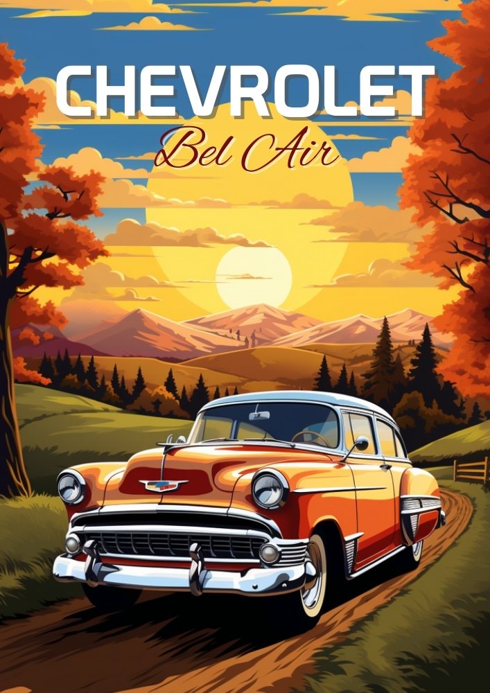 Chevrolet Bel Air Print – Classic American Car Wall Art Poster