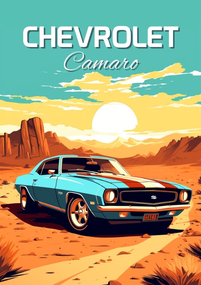 Chevrolet Camaro Poster – Classic American Muscle Car Wall Art Print