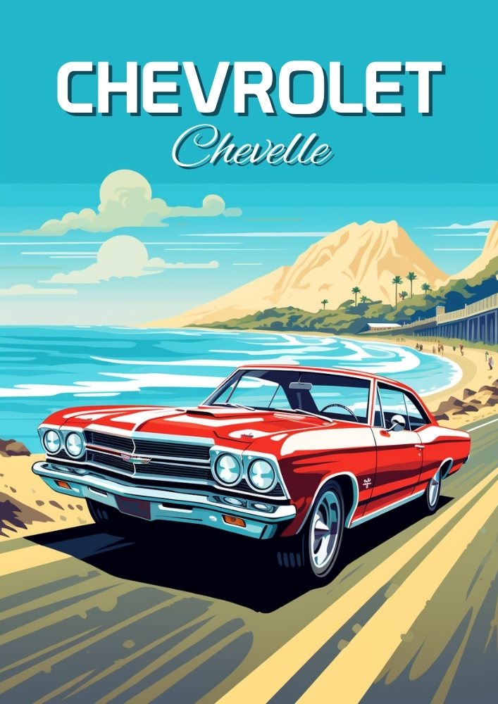 Chevrolet Chevelle Print – Classic American Muscle Car Wall Art Poster