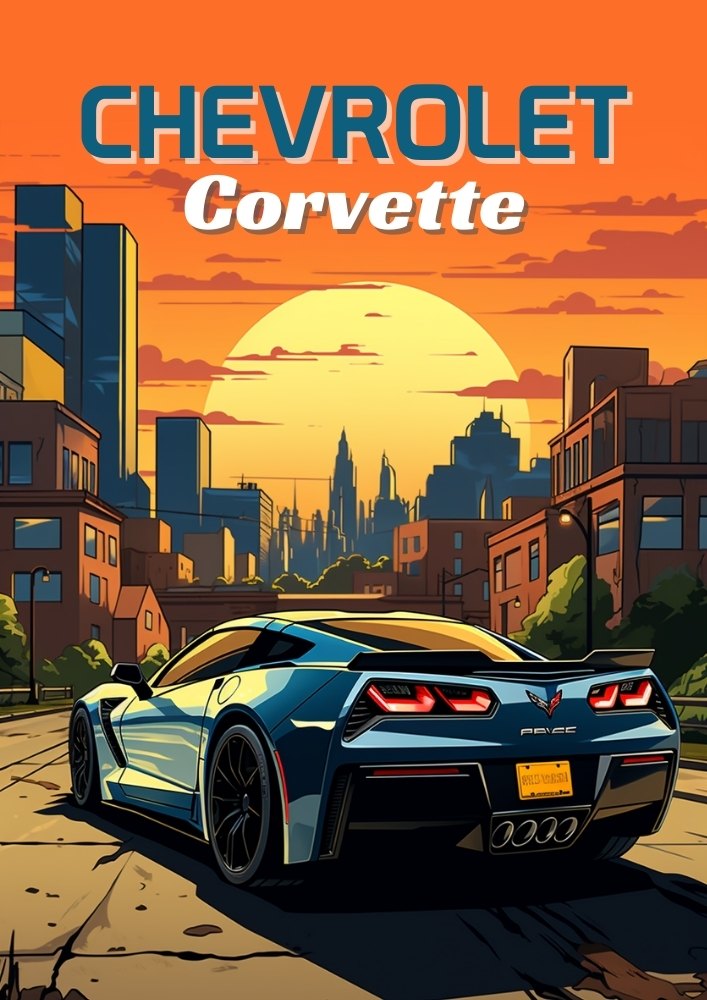 Chevrolet Corvette C7 Poster – Modern American Sports Car Wall Art