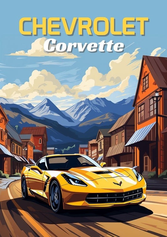 Impression Chevrolet Corvette C7 – Décoration murale moderne de voiture de sport américaine