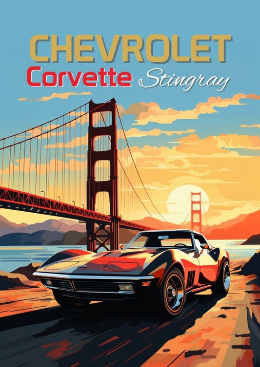 Impression Chevrolet Corvette Stingray C3 – Décoration murale classique de voiture de sport américaine