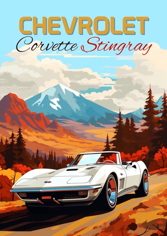 Chevrolet Corvette Stingray Poster – Classic American Sports Car Wall Art