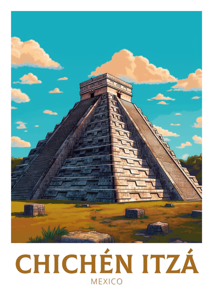 Chichen Itza Poster – Ancient Mayan Ruins Print