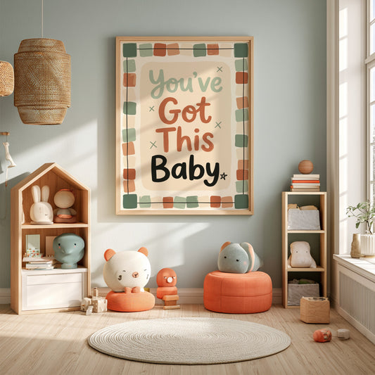 Motivational kids room poster featuring hand-painted design with warm colors and uplifting message for