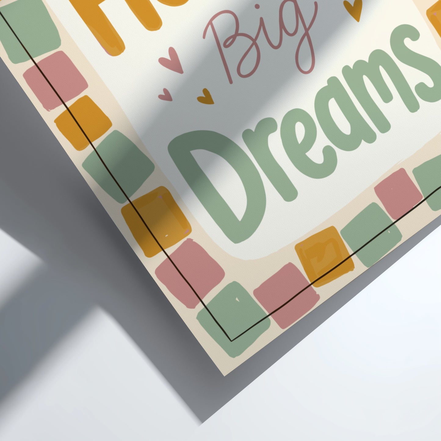 Kids room poster featuring typography design in pastel colors, perfect for nursery decor.