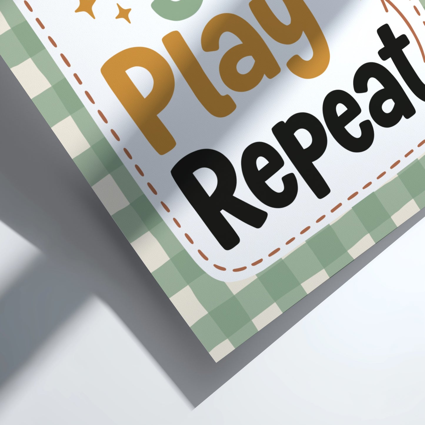Kids room poster featuring playful typography in warm earthy tones, ideal for nursery decor.