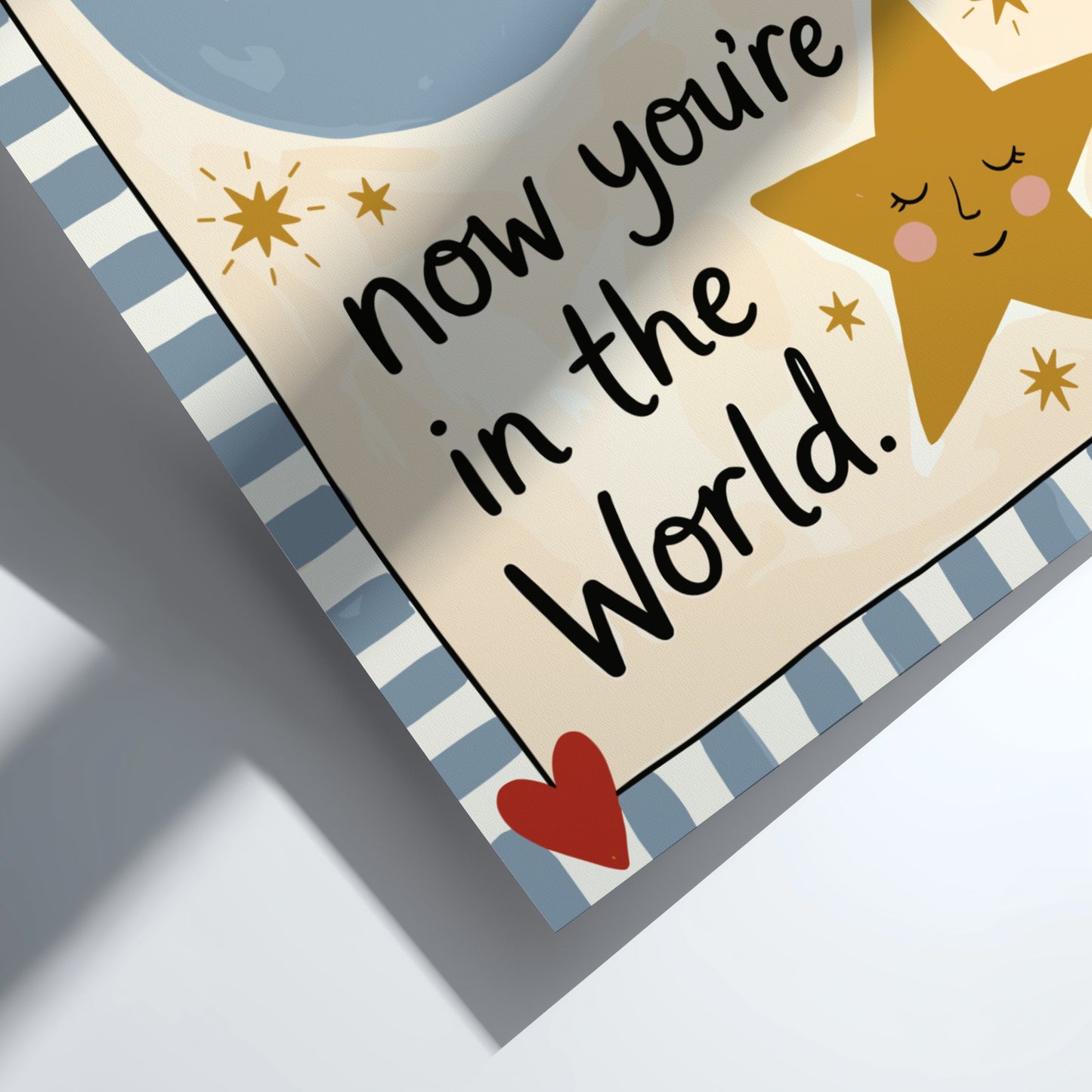 Kids room poster featuring a moon and star in soft colors, perfect for nursery decor.