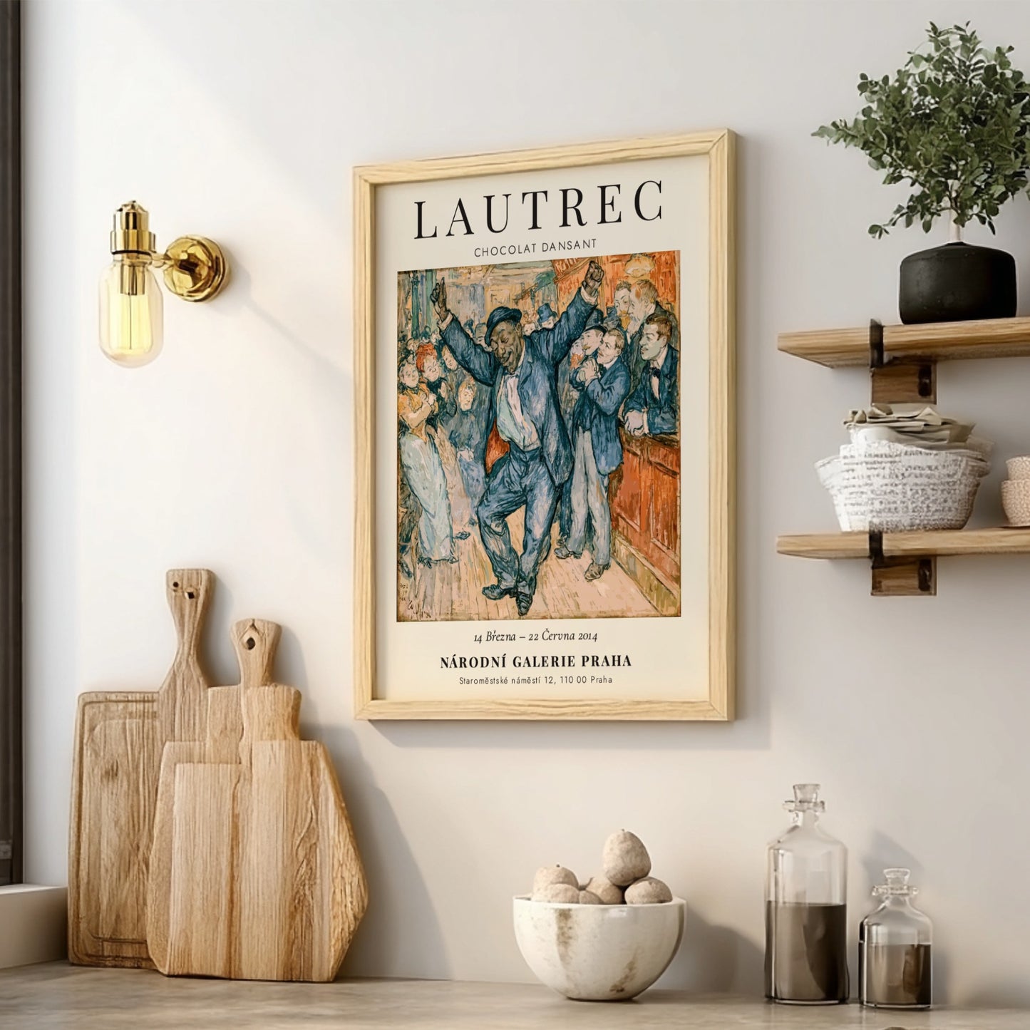 Chocolat Dansant poster featuring Toulouse-Lautrec's vibrant art style with rich colors and lively figures