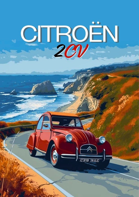 Décoration murale Citroën 2CV des années 1950 – Décoration murale vintage de voiture classique française
